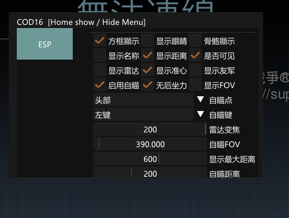 使命召唤16 COD透瞄无后**DLL带注入器