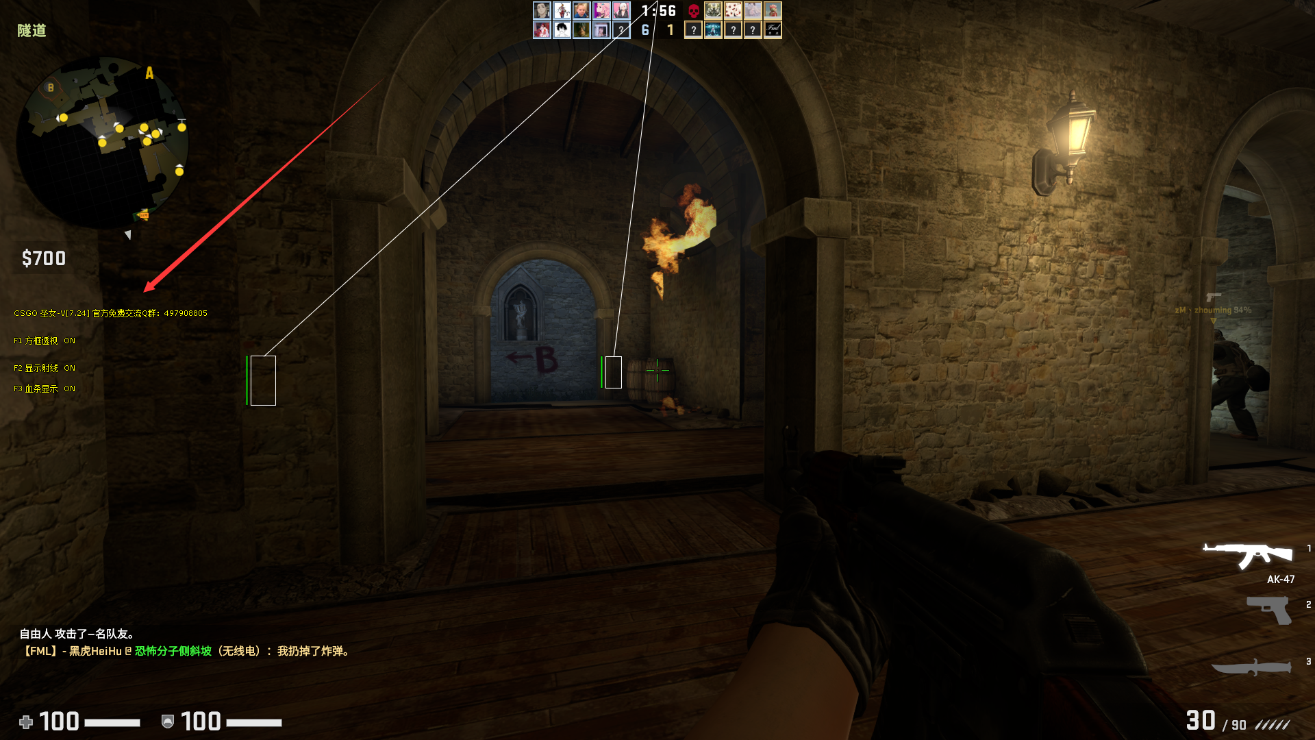 CSGO 圣女- 方框显血射线透视 V7.24